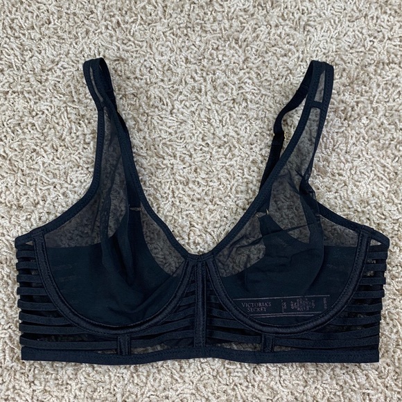 Victorias Secret black unlined plunge underwire bra sz 32D - Picture 1 of 7
